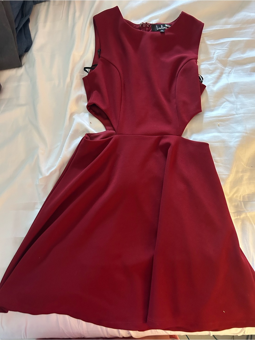 Lulu's Burgundy Backless Fit & Flare Dress